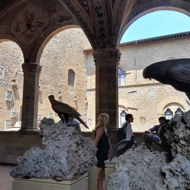 Enjoying a peaceful summer afternoon in the Bargello Museum’s loggia Relaxing in the Bargello Museum’s loggia on a peaceful summer afternoon