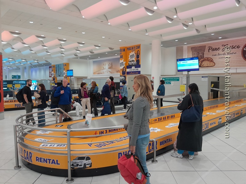 Luggage carousel in the baggage claim area at Bari Airport