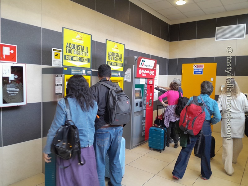 Ticket machines at Bari Airport where we bought train tickets to Bari Centrale