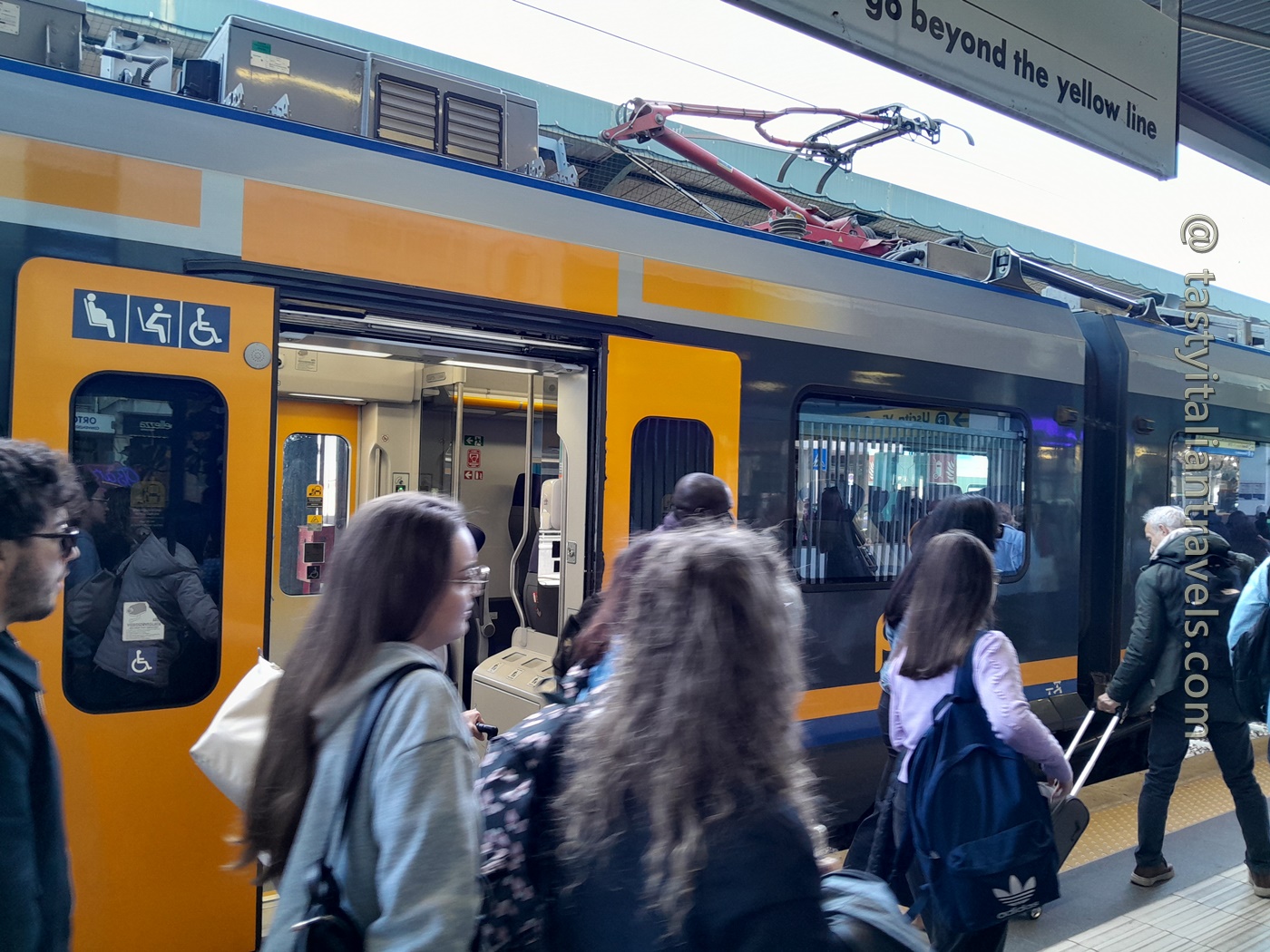 Modern comfortable train between Bari Centrale and Monopoli, Puglia, Italy