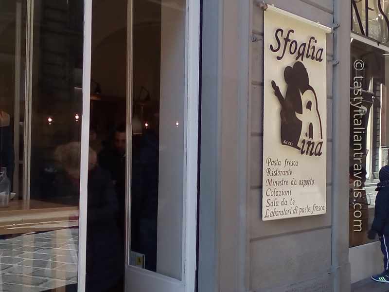 Fresh handmade pasta at Sfoglia Rina in Bologna, Italy