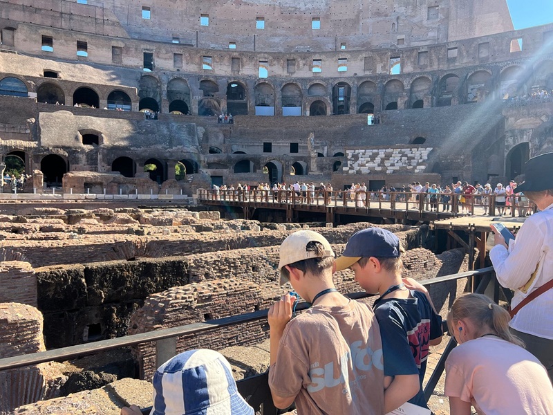Kids exploring the Colosseum in Rome on a family-friendly Colosseum tour