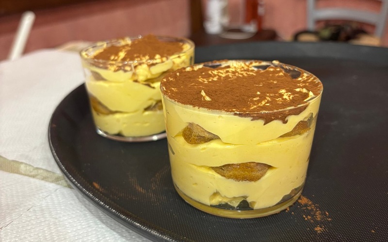 Freshly made tiramisu during a budget-friendly cooking class in Rome