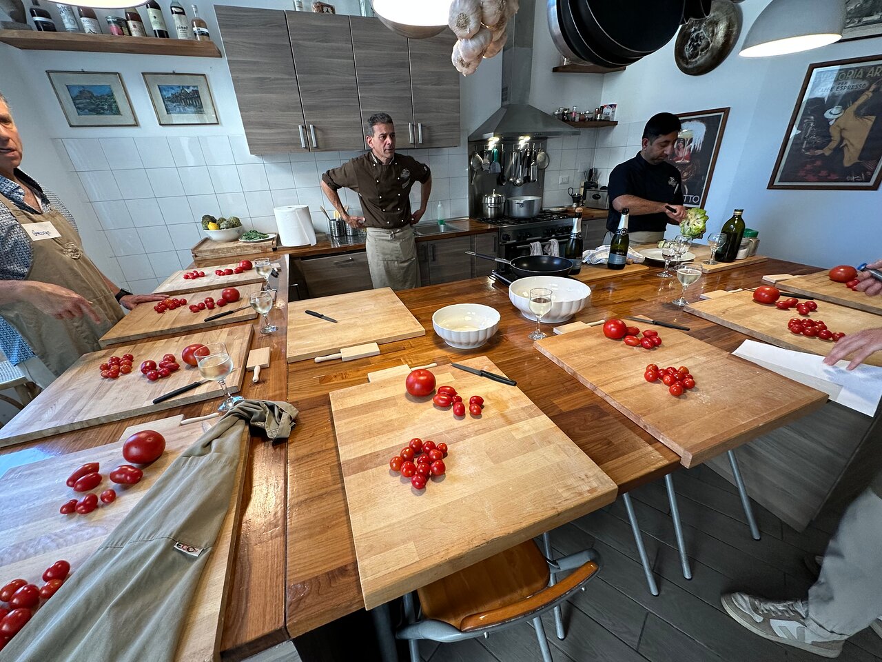 Cozy cooking studio at Cook With Us in Rome A warm, inviting cooking studio in the heart of Rome, ready for a hands-on class at Cook With Us in Rome