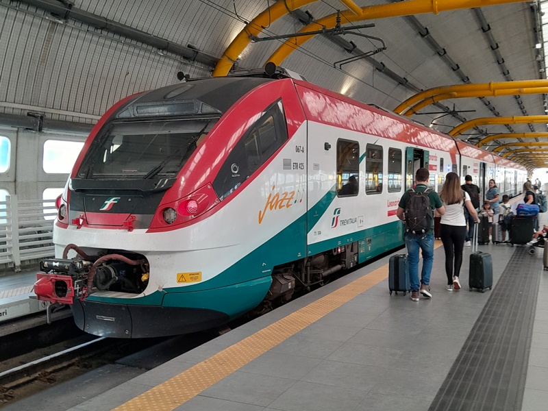 Leonardo Express train at Fiumicino Airport, ready to take travellers into central Rome