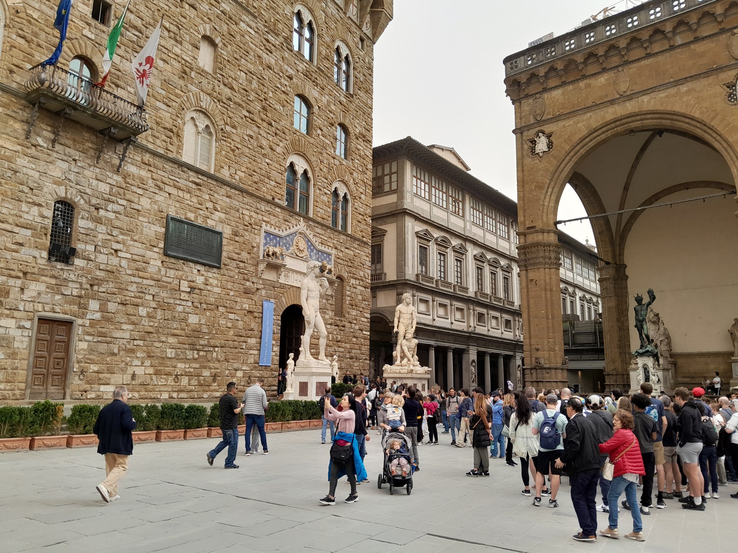 Enjoying Florence’s art and architecture for free by exploring from the streets Walking around Florence and admiring beautiful sculptures and historic buildings from the outside without spending much money