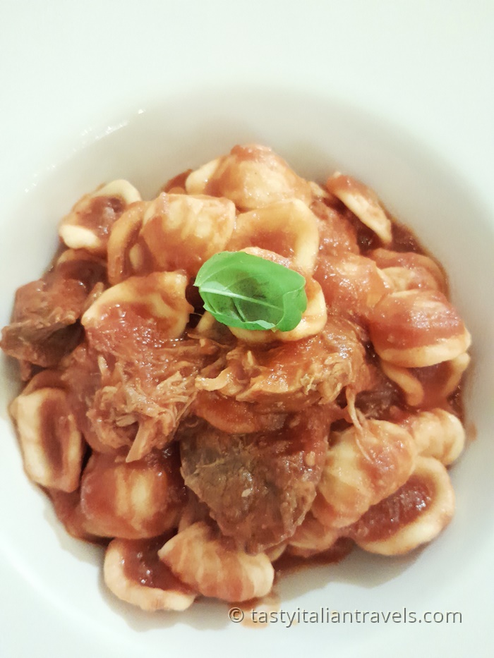 Orecchiette al ragù from Il Vicoletto in Monopoli, traditional Puglian pasta dish