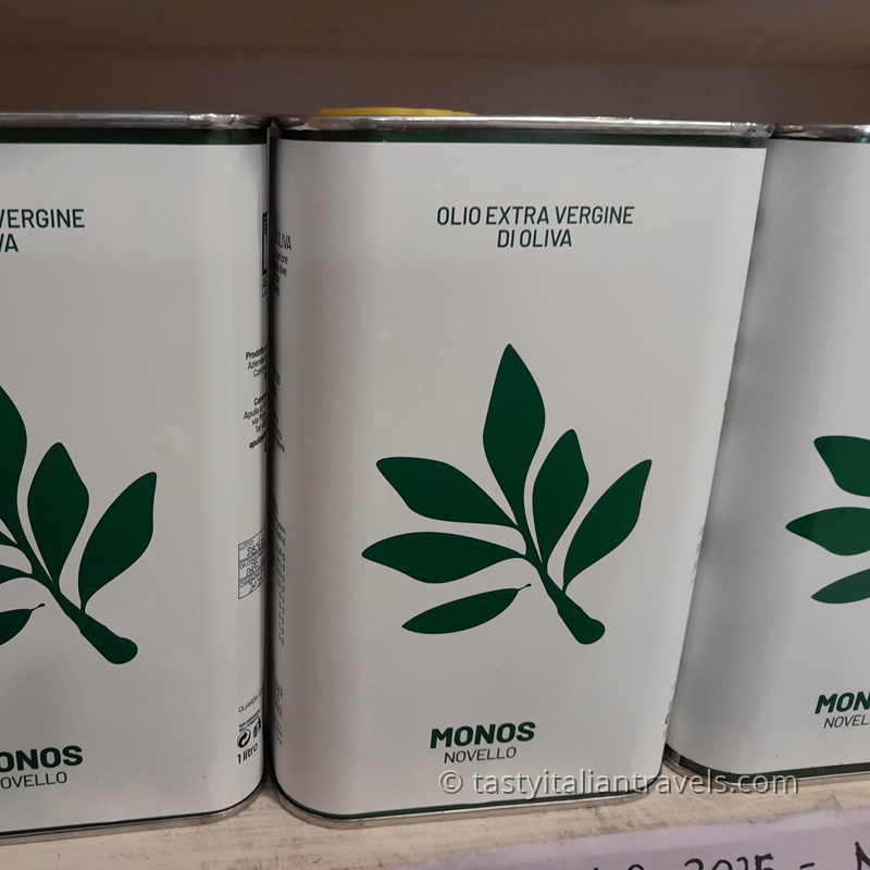 Italian olive oil in metal tins, safe and easy to pack in luggage