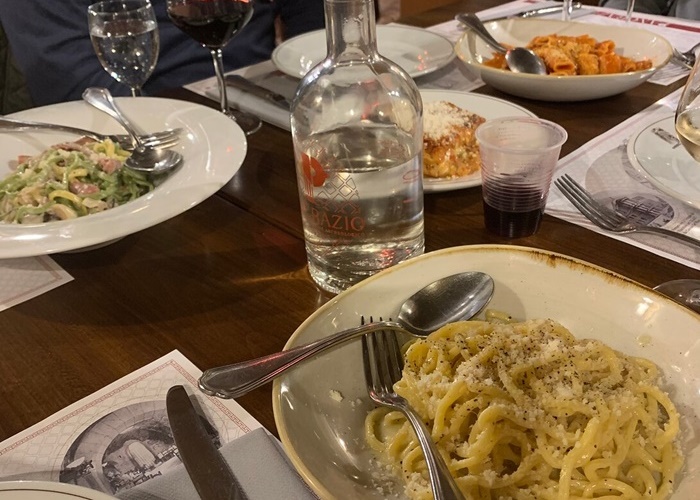 Pasta tasting at the Theatre of Pompeyâcacio e pepe was a standout! Assortment of traditional Roman pasta dishes served during a food tour at the Theatre of Pompey in Rome