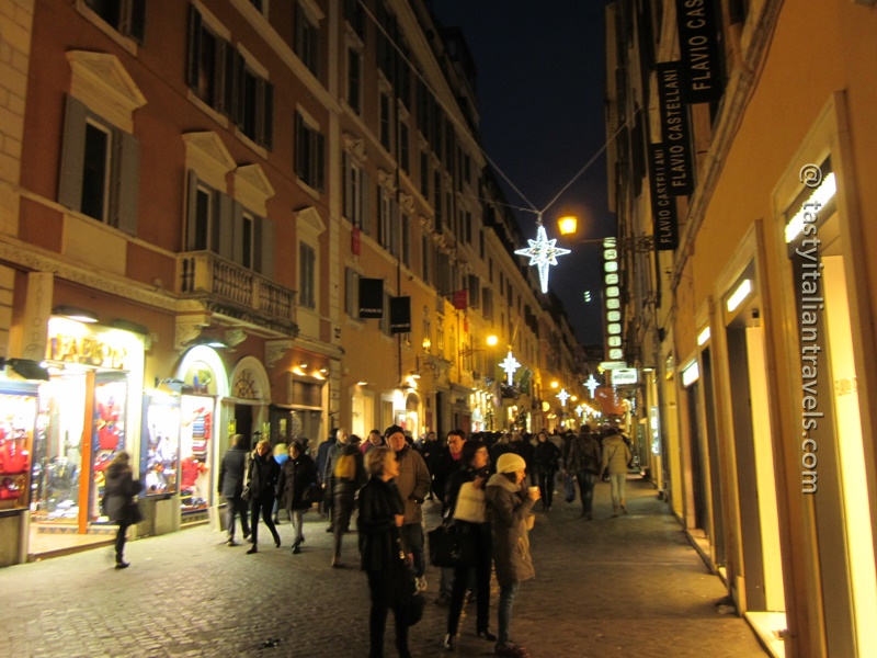 Rome’s streets decorated with festive Christmas lights and decorations