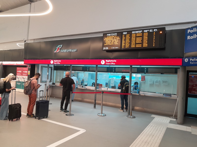 Trenitalia ticket windows at Fiumicino train station Trenitalia ticket windows at Fiumicino train station