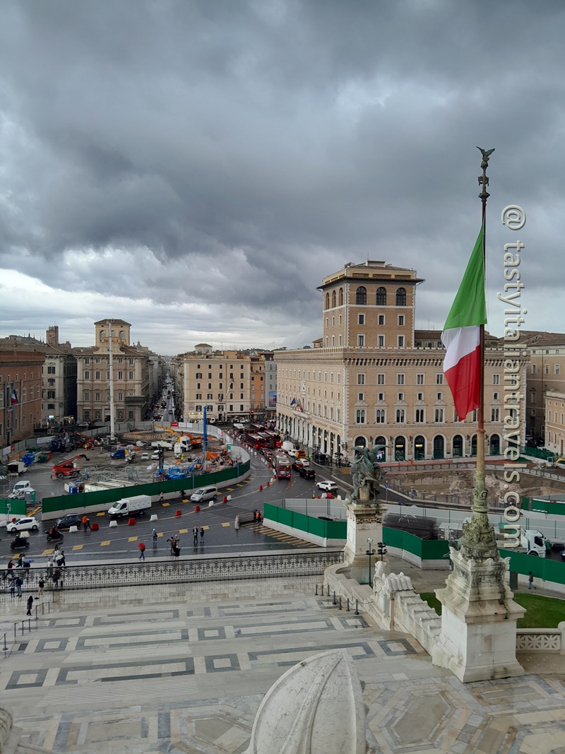 View of Rome from the Altare della Patria on a rainy November day